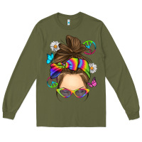 Army Green messy bun tie dye Long Sleeve Tee - RanaPortraitStore