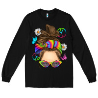 Black messy bun tie dye Long Sleeve Tee - RanaPortraitStore