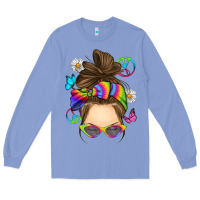 Colony Blue messy bun tie dye Long Sleeve Tee - RanaPortraitStore