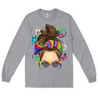 Heather Grey messy bun tie dye Long Sleeve Tee - RanaPortraitStore