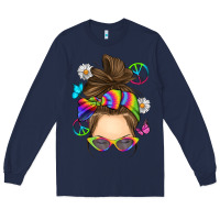 Navy messy bun tie dye Long Sleeve Tee - RanaPortraitStore