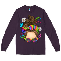 Plum messy bun tie dye Long Sleeve Tee - RanaPortraitStore