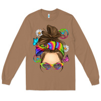 Toasted Coconut messy bun tie dye Long Sleeve Tee - RanaPortraitStore