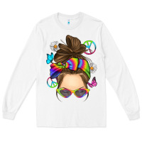 White messy bun tie dye Long Sleeve Tee - RanaPortraitStore