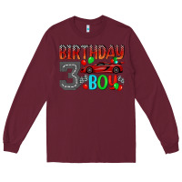 Burgundy birthday boy 3 Long Sleeve Tee - BundleAndBundleShop