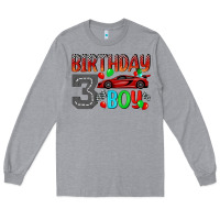 Heather Grey birthday boy 3 Long Sleeve Tee - BundleAndBundleShop