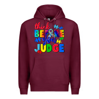 Burgundy think before you judge Premium Hoodie - CowGirlArtShop