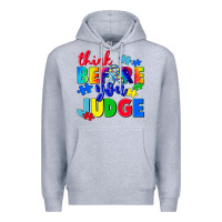 Heather Grey think before you judge Premium Hoodie - CowGirlArtShop