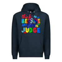 Navy think before you judge Premium Hoodie - CowGirlArtShop
