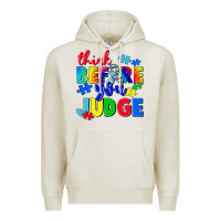 Oatmeal Heather think before you judge Premium Hoodie - CowGirlArtShop