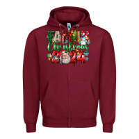 Burgundy family christmas 2024 Zipper Hoodie - texasbilliewilder