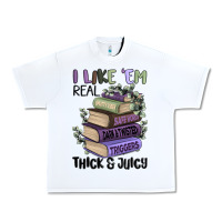 White i like them real thick and juicy books Urban Heavy Tee - MaliasSmallBusiness