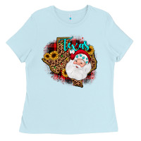 Baby Blue santa texas map Ladies Tee - JahusDesignShop