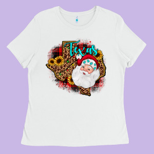 Santa Texas Map Ladies Tee Designed By Jahusdesignshop