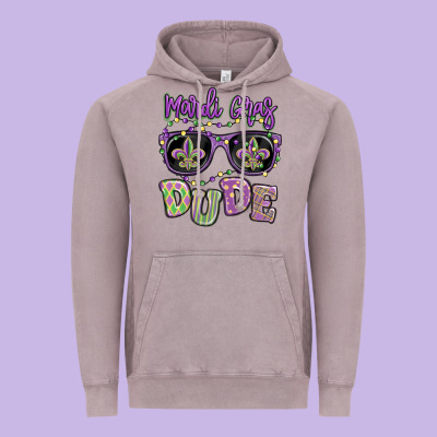 Mardi Gras Dude Vintage Hoodie Designed By Maliassmallbusiness