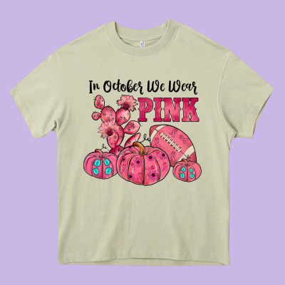 In October We Wear Pink Heavy Core Tee Designed By Jahusdesignshop