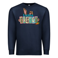 Navy Happy Easter Easter Day Premium Sweatshirt - CowGirlArtShop