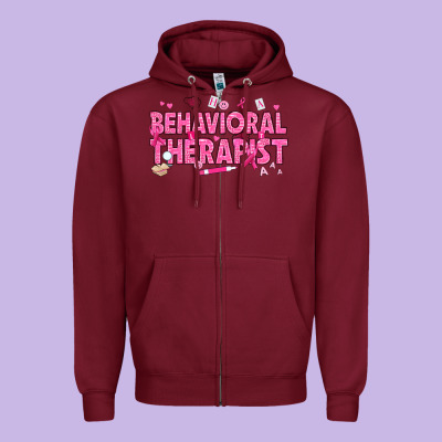 Breast Cancer Behavioral Therapist Zipper Hoodie Designed By Texasbilliewilder