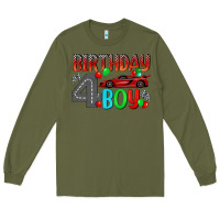 Army Green birthday boy 4 Long Sleeve Tee - BundleAndBundleShop