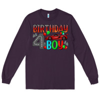 Plum birthday boy 4 Long Sleeve Tee - BundleAndBundleShop