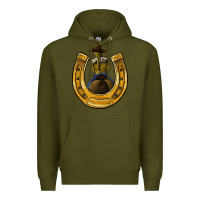 Army Green horseshoe and cowgirl Premium Hoodie - JahusDesignShop