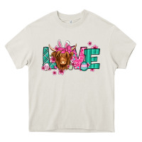 Cream love easter floral longhaired cow Heavy Core Tee - Jasminsmagicworld