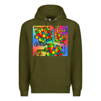 Army Green autism puzzle piece Premium Hoodie - CowGirlArtShop