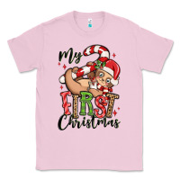 Bubblegum Pink my first christmas cute christmas sloth Classic Tee - MaliasSmallBusiness