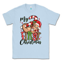 Dusty Blue my first christmas cute christmas sloth Classic Tee - MaliasSmallBusiness