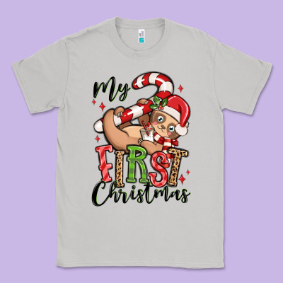 My First Christmas Cute Christmas Sloth Classic Tee Designed By Maliassmallbusiness