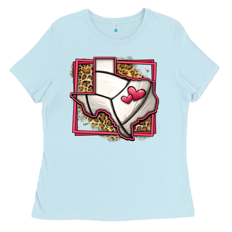 Leopard Volleyball Texas Map Ladies Tee by Jasminsmagicworld | Teevron