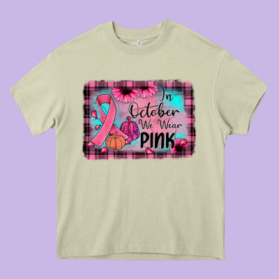 In October We Wear Pink Heavy Core Tee Designed By Jahusdesignshop