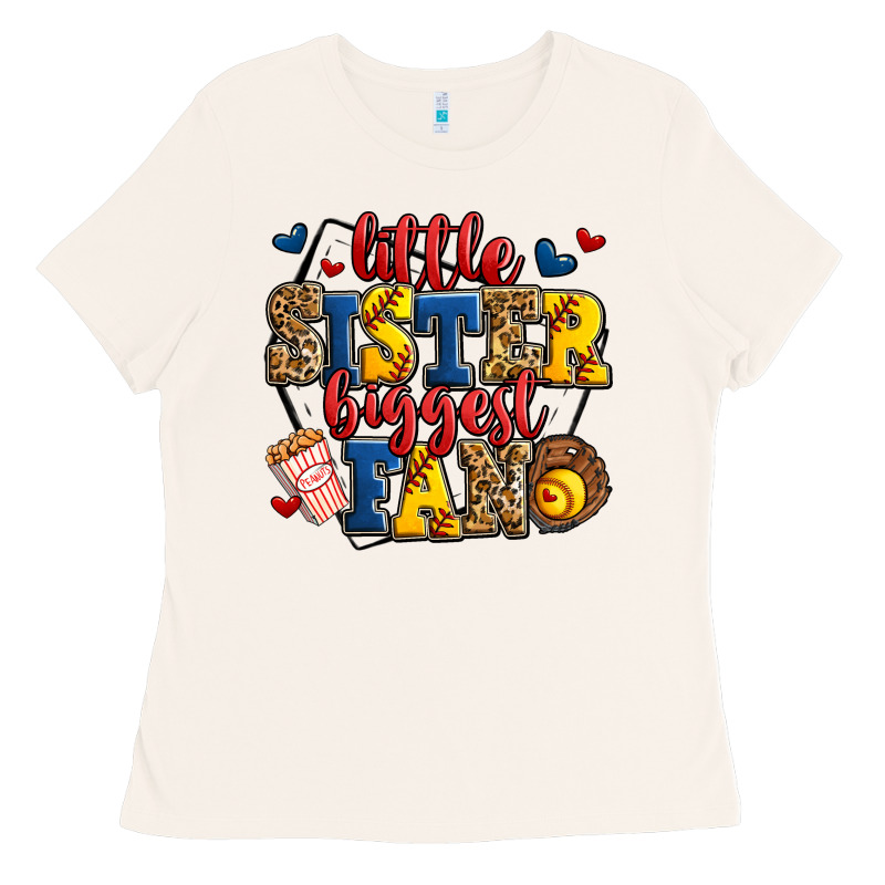 Little Sister Biggest Fan Softball Ladies Tee by Jasminsmagicworld | Teevron