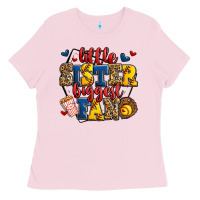 Bubblegum Pink little sister biggest fan softball Ladies Tee - Jasminsmagicworld