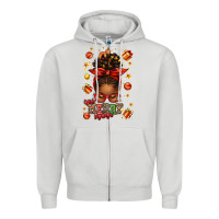 Dove Grey one merry mama christmas afro messy bun Zipper Hoodie - texasbilliewilder