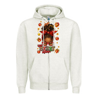 Oatmeal Heather one merry mama christmas afro messy bun Zipper Hoodie - texasbilliewilder
