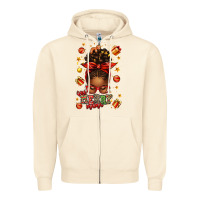 Sandshell one merry mama christmas afro messy bun Zipper Hoodie - texasbilliewilder