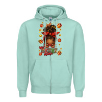 Seafoam one merry mama christmas afro messy bun Zipper Hoodie - texasbilliewilder