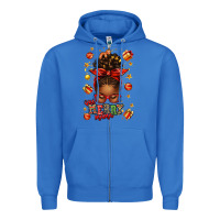True Royal one merry mama christmas afro messy bun Zipper Hoodie - texasbilliewilder