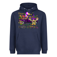 Navy Happy Mardi carnival with truck Heavyweight Hoodie - HowdyJamesFarm