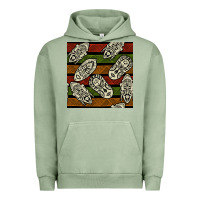 Pigment Oil Green african mask seamless pattern Urban Hoodie - BundleAndBundleShop