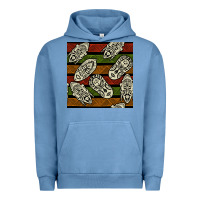 Pigment Pebble Blue african mask seamless pattern Urban Hoodie - BundleAndBundleShop