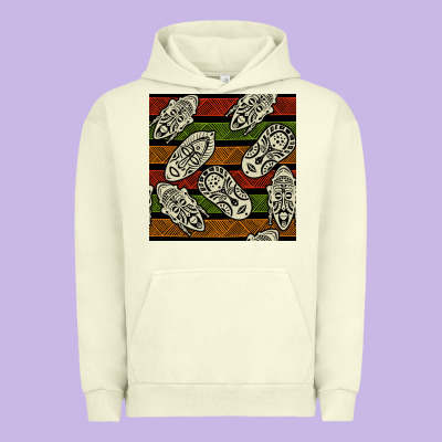 African Mask Seamless Pattern Urban Hoodie Designed By Bundleandbundleshop