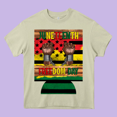 Juneteenth Freedom Day 12 Oz Can Cooler (regular) 2 Heavy Core Tee Designed By Artiststas
