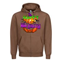 Chestnut Happy Halloween Zipper Hoodie - NancyCooperArtShop