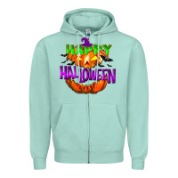 Seafoam Happy Halloween Zipper Hoodie - NancyCooperArtShop