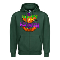 Sports Green Happy Halloween Zipper Hoodie - NancyCooperArtShop