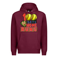 Burgundy 100 days of home runs softball Premium Hoodie - CowGirlArtShop