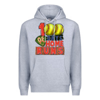 Heather Grey 100 days of home runs softball Premium Hoodie - CowGirlArtShop