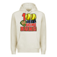 Oatmeal Heather 100 days of home runs softball Premium Hoodie - CowGirlArtShop